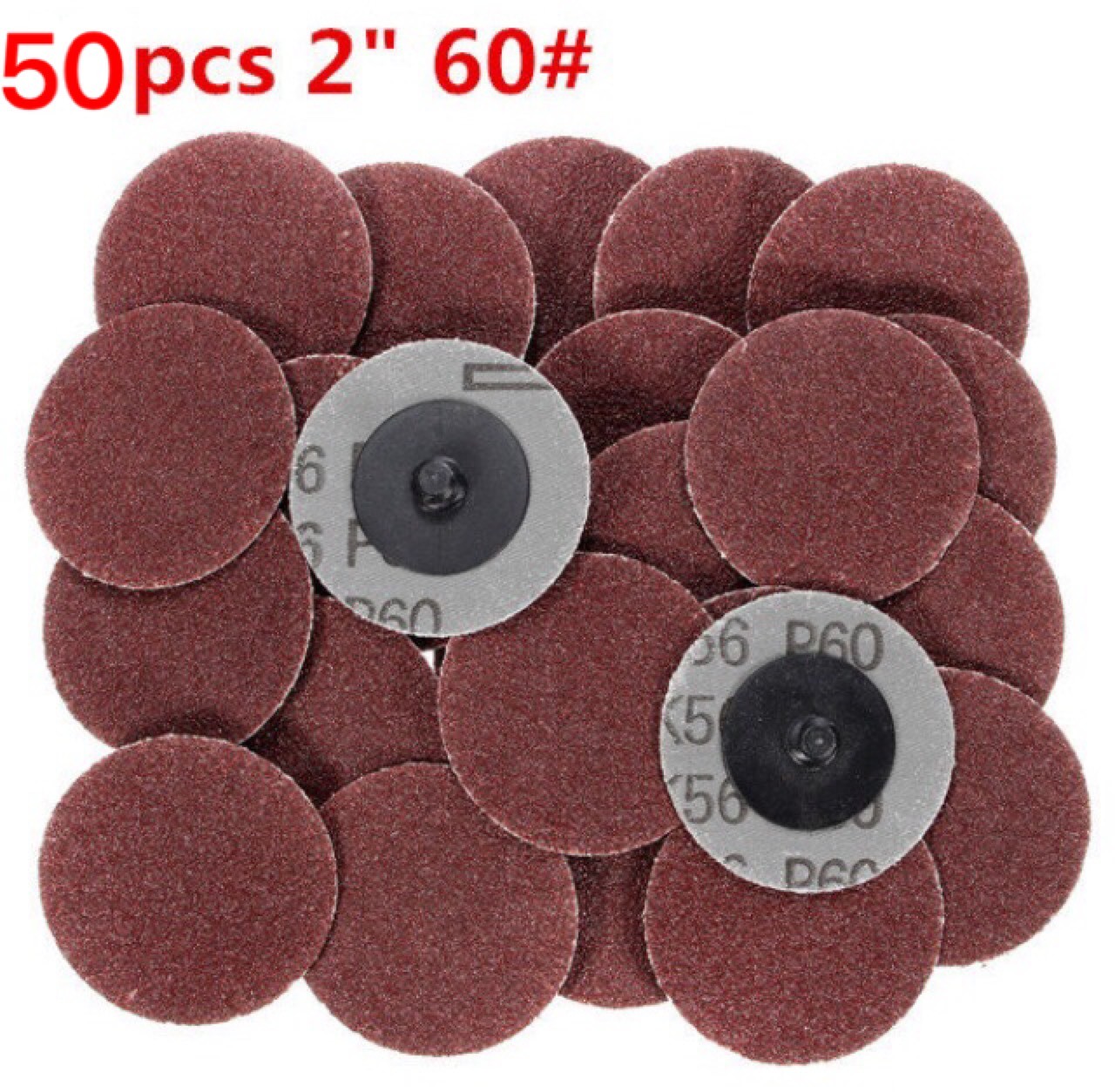 50 PC 2 INCH ROLOC DISCS COARSE 60 GRIT R TYPE SANDING ABRASIVE ROLL LOCK