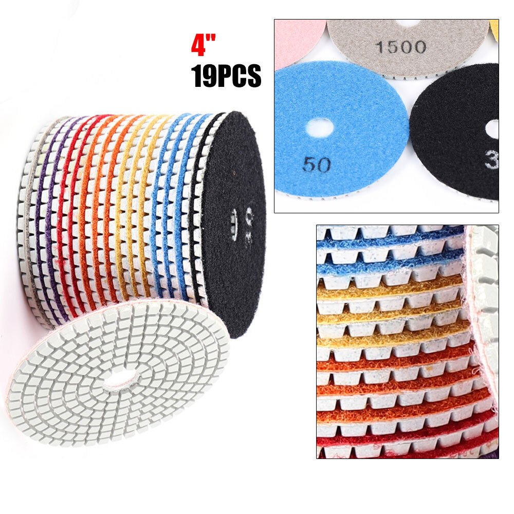 19 pcs Polishing Pads 4 inch Diamond Polishing Pads Set For Grinding & Sanding