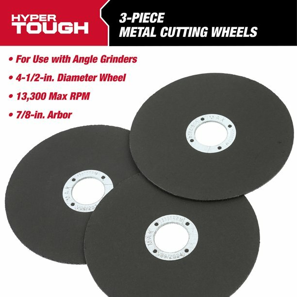 (3-Pk) HART 4.5-inch Aluminum Universal METAL CUTTING WHEEL Burr-Free 13,300 RPM