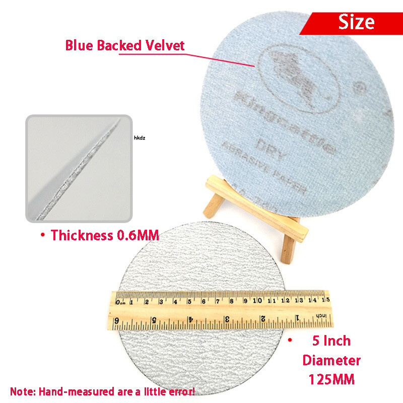 5″ Inch 125mm White Sanding Disc Dry Use Hook & Loop Sandpaper 60#、80#-1000 Grit
