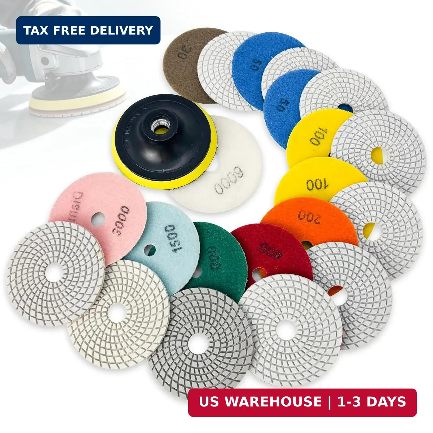 3 Inch Diamond Polishing Pads Tile Stone Diamond Sanding Pads Kit Including 5/8-