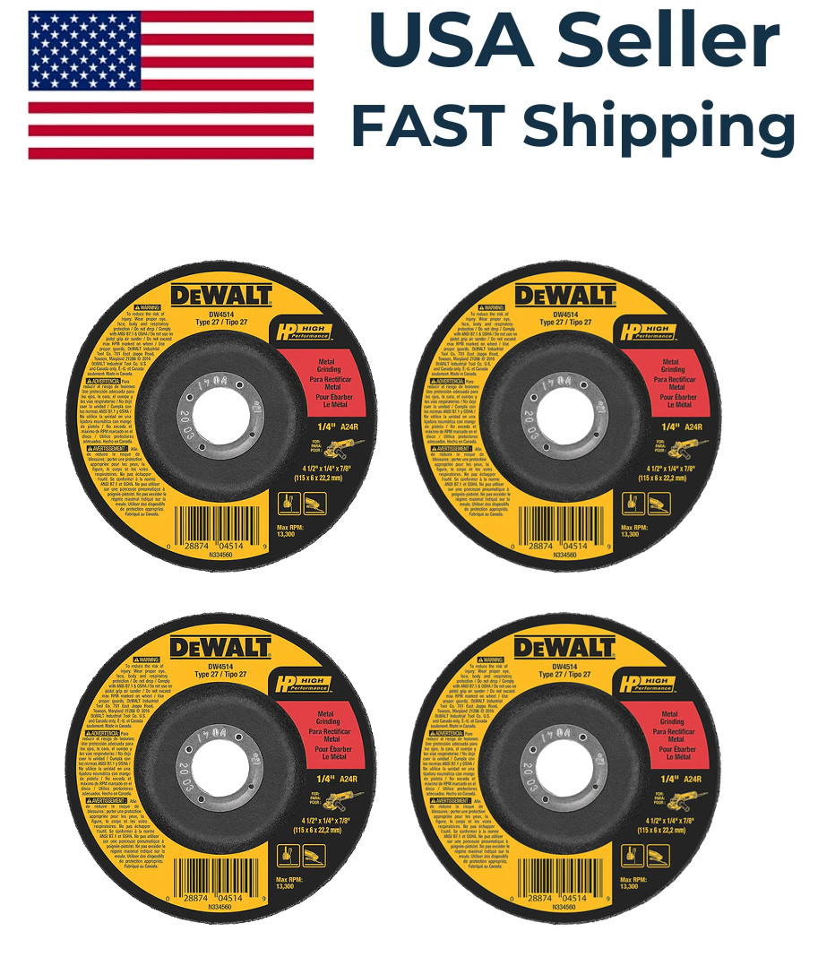4 Pack – DeWALT DW4514 4-1/2″ Diameter Aluminum Oxide Abrasive Grinding Wheel