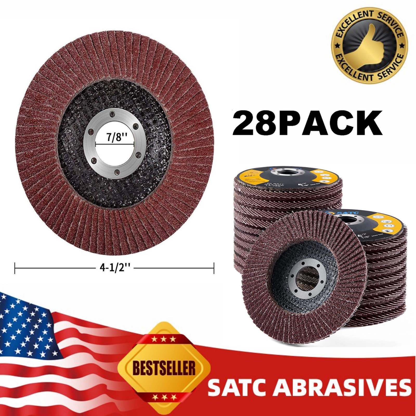 28PACK 4.5inch Aluminum Oxide Flap Discs Grinding Wheel Sanding 40 60 80 120Grit