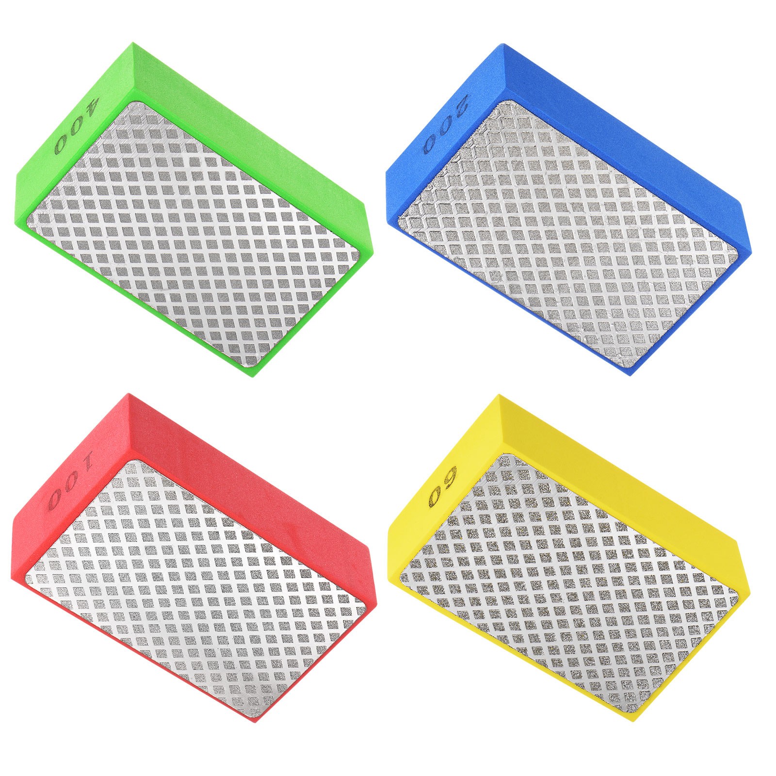 4pcs 60# 100# 200# 400# Grits Mesh Surface Diamond Polishing Pad 90x55x30mm