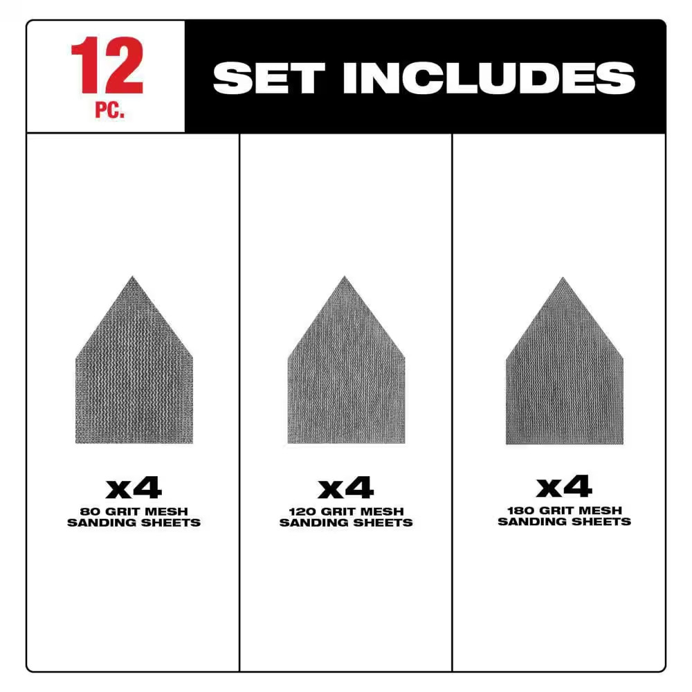 3-3/4 In. Mesh Sanding Sheets Kit for M12 FUEL Orbital Detail Sander (12-Pack)