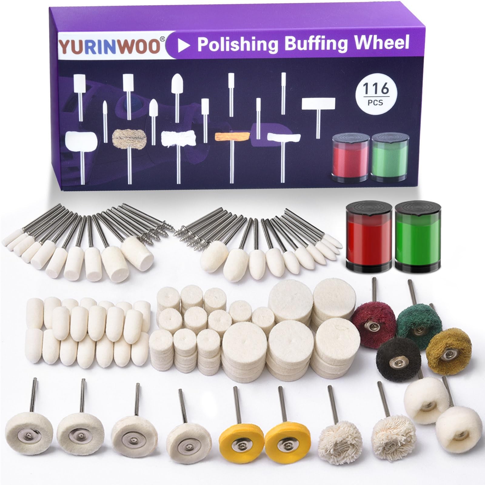 114 PCS Polishing Kit with 2Pcs Polishing Compound for Dremel, Abrasive Buffi…