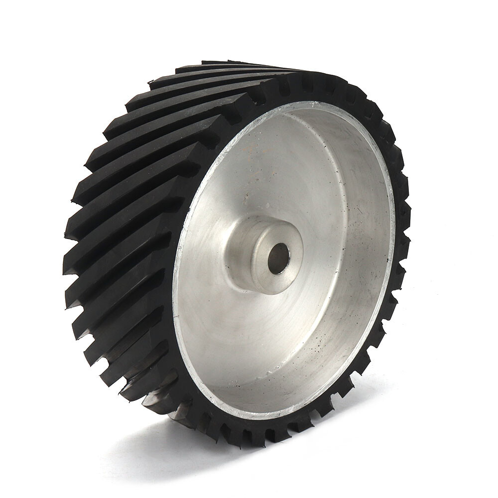 300mm Serrated Rubber Contact WheelsRound for Belt Sander Grinder 100mm Thick