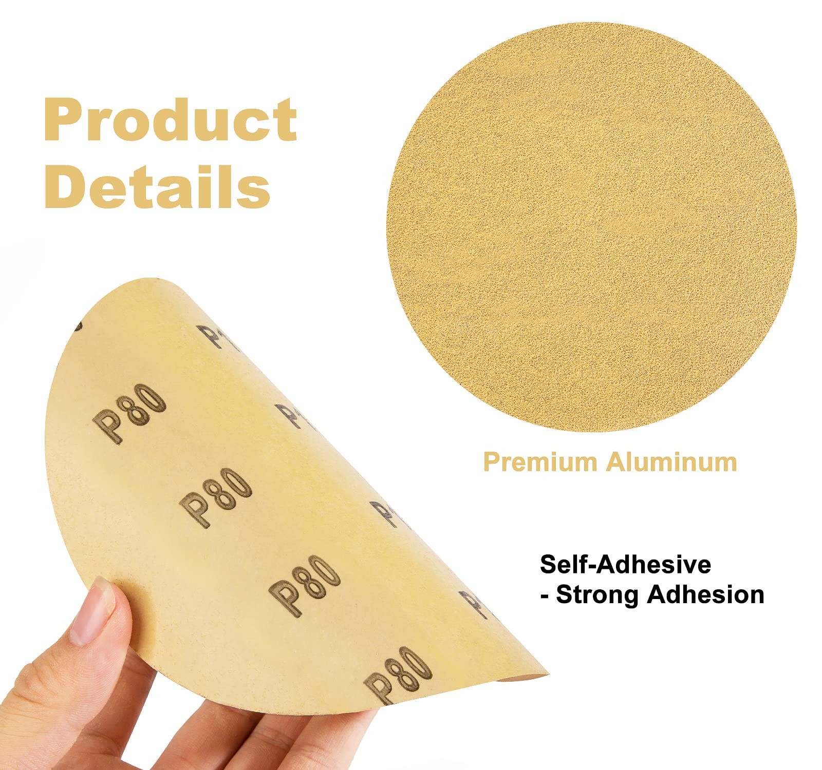 MIDO PROFESSIONAL ABRASIVE PSA Sanding Discs 6 Inch 100 PCS 6 inch, Yellow