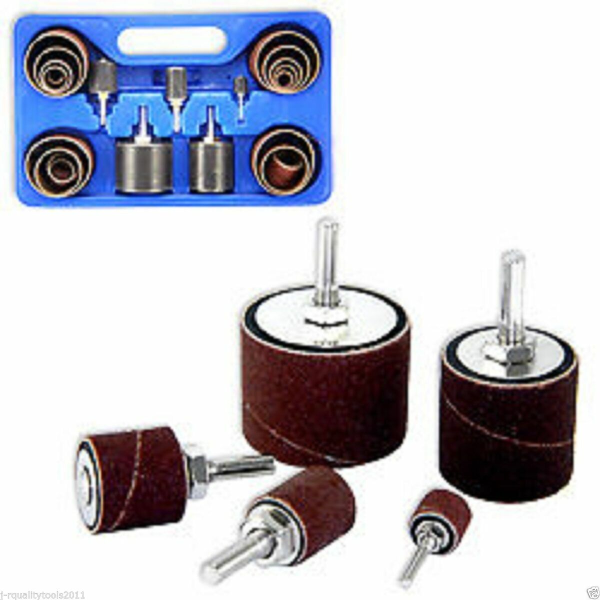 ROUND SANDING DRUM SET WITH 80 & 120 GRIT SLEEVES 9-PC KIT WOODWORKING SANDER