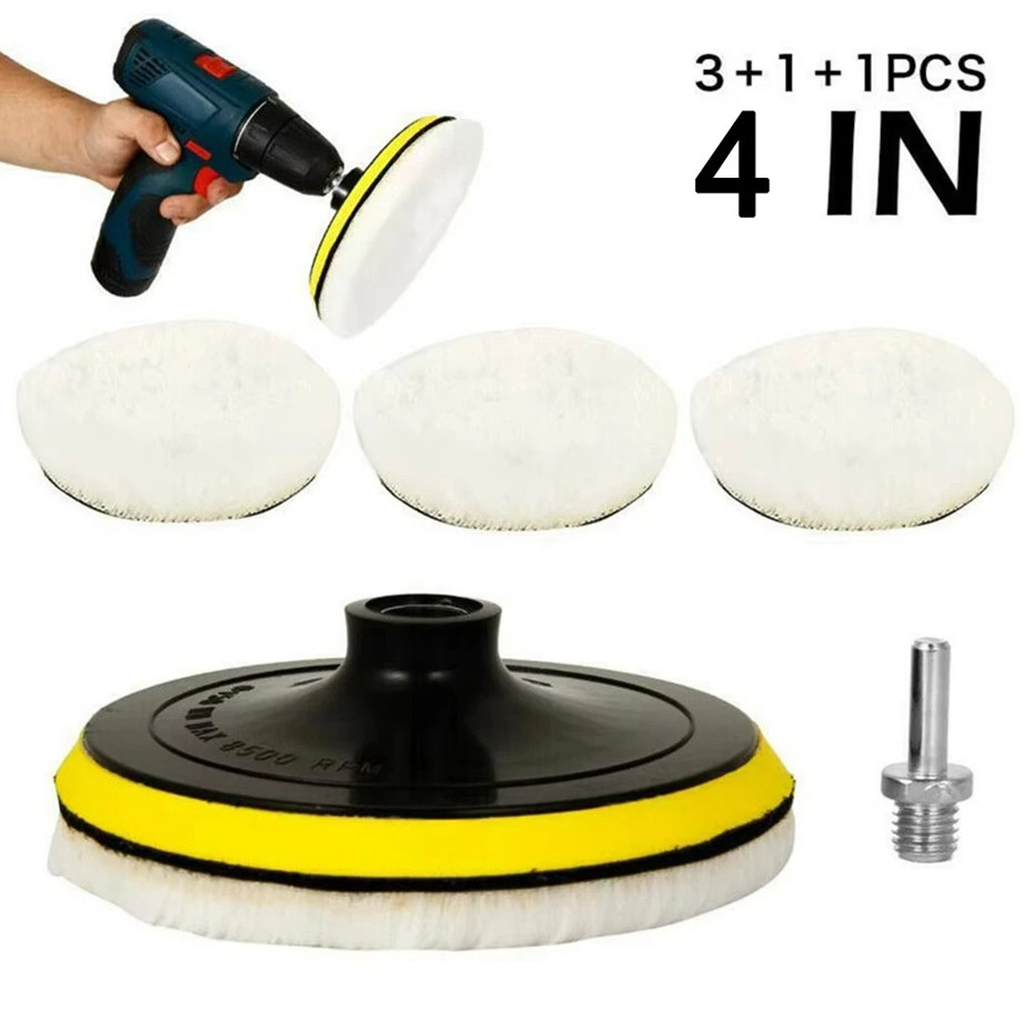 5pcs 4-Inch Flocking Sanding & Polishing Disc Set for Drill Buffing