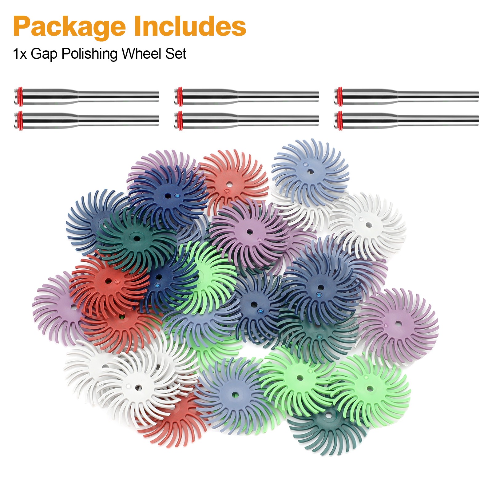 48Pcs 1″ Radial Bristle Disc Kit w/ 3mm Shank for Grinder Rotary Tools 80-2500#