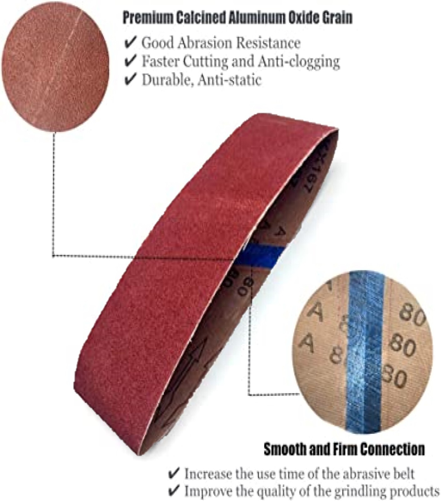 Taokyid Sanding Belts Assorted Grits 12 Pack 4×21 inch Aluminum Oxide Sandpaper