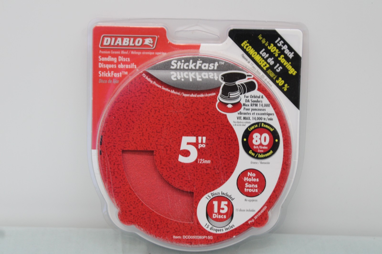 NEW! Diablo 15 Pack 5″ StickFast Sanding Discs Coarse DCD050080P15G FREE SHIP!