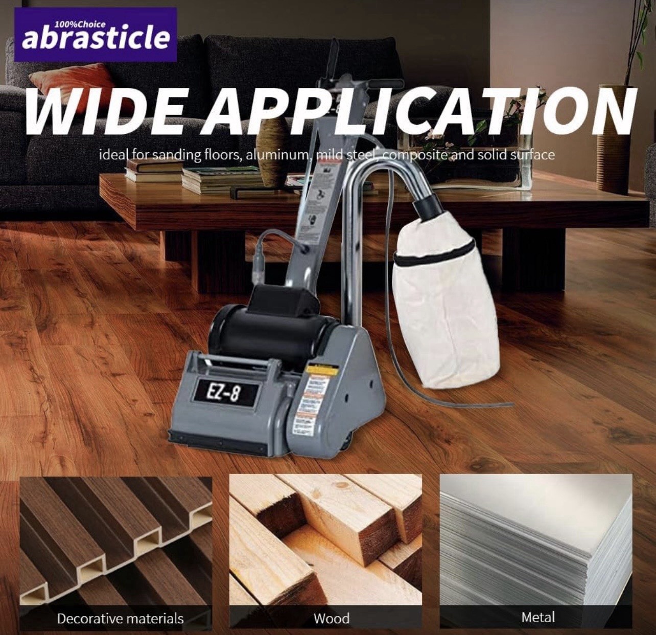 Abrasticle 8×19″ 16 Grit 8 Pcs Blue Zirconia Cloth Floor Sanding Belts for EZ-8