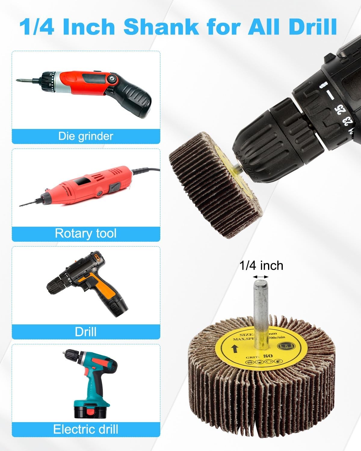 Cylindrical Flap Wheel Sanding Set, 8 Sizes – Rocaris