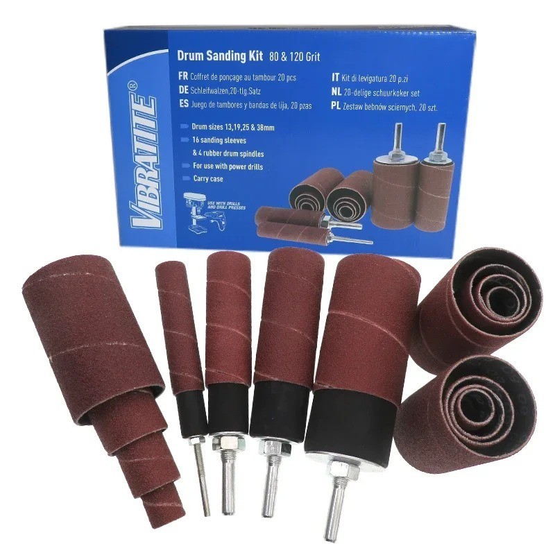 20PCS Drum Sanding Kit Rubber Spindle Sander Set for Drill Press Woodworking