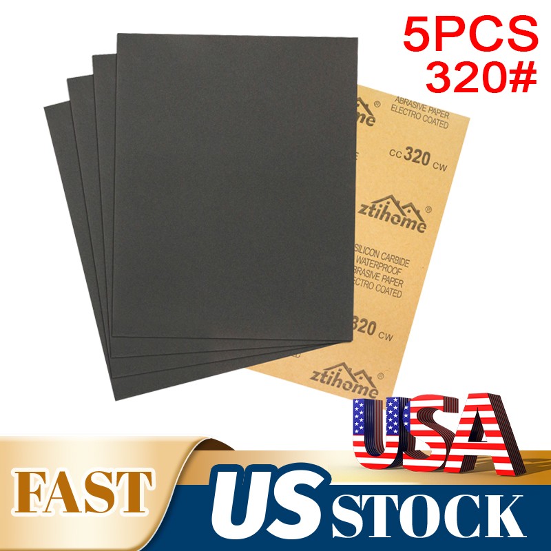 5x Sandpaper Wet Dry 320 grit 9*11 inch Abrasive Sand Paper Sheet Wood Car Metal