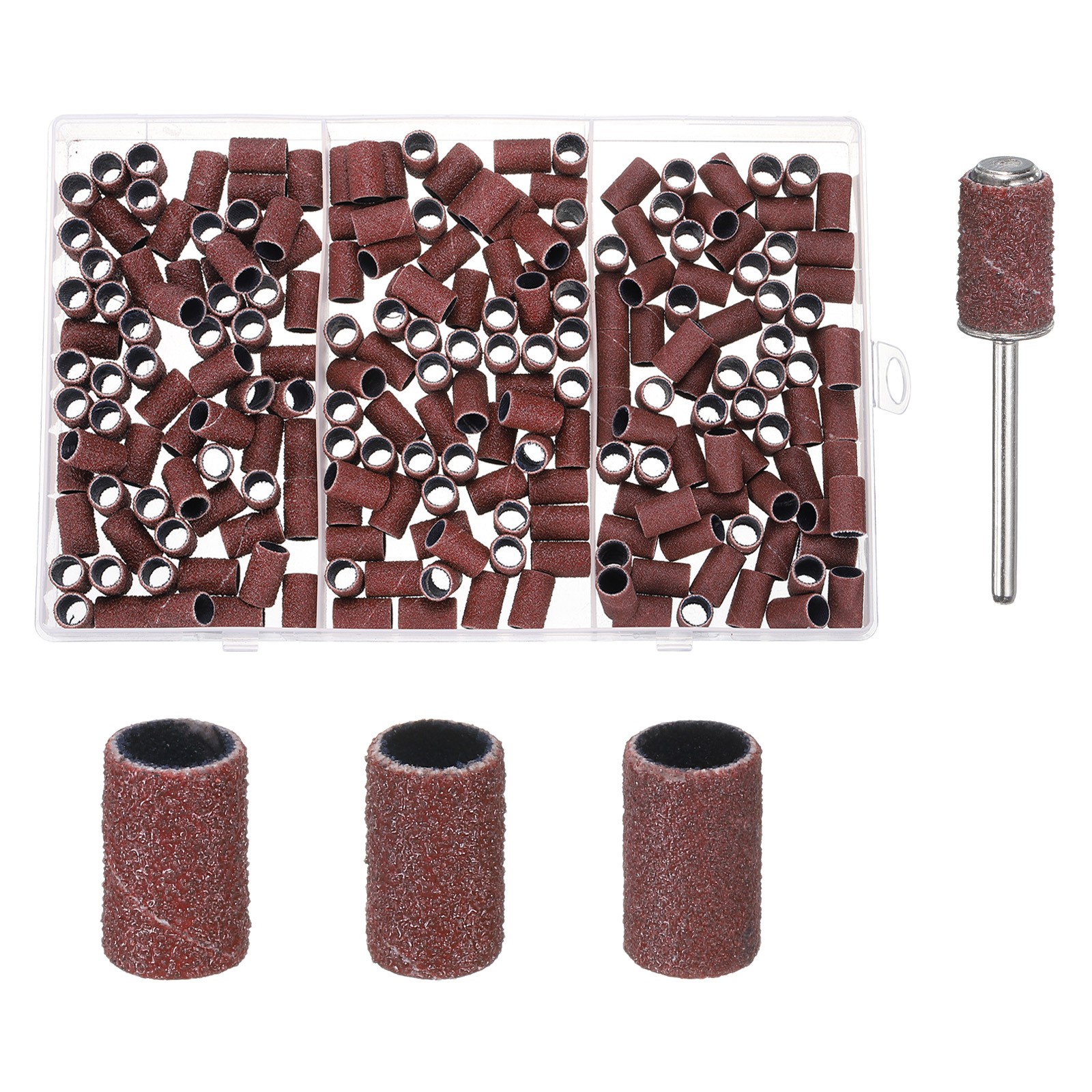 211pcs Small Sanding Band 80/120/180 Grit for Nail Bit with 2.35mm Mandrel Brown