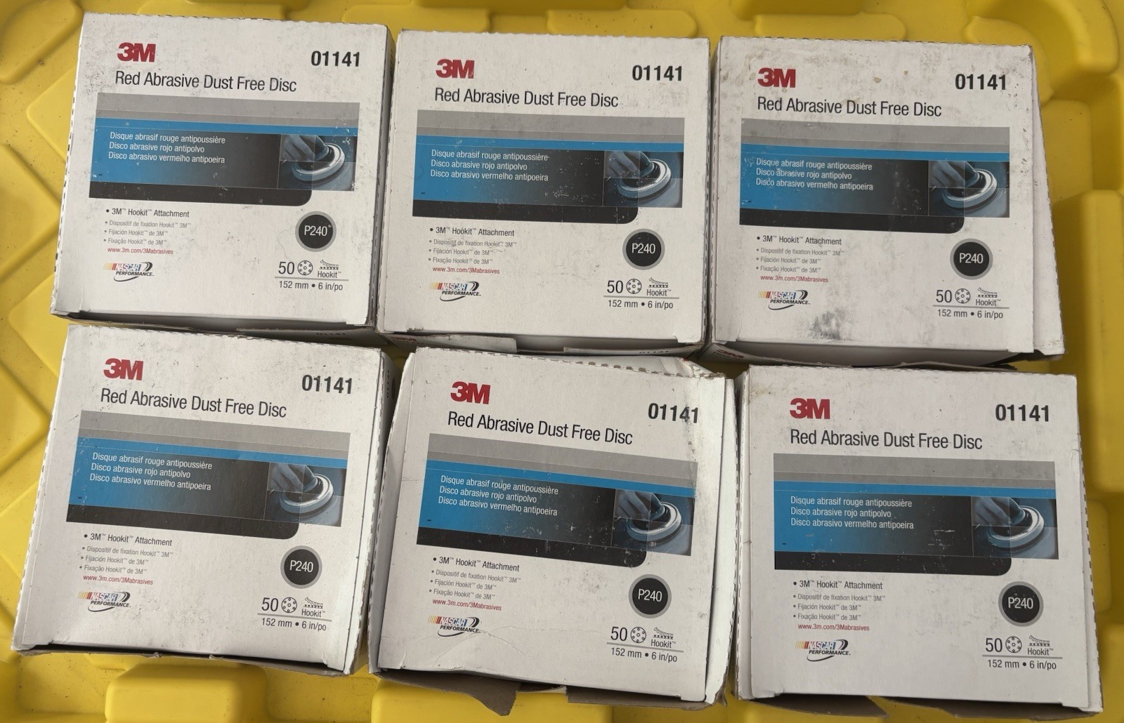 3M Hookit Red P240 6 in Dust-Free Sanding Discs 50 Pack 6 Boxes