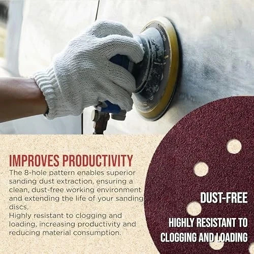 160 Pack 5 inch Sanding Discs 8-Hole Red Variety Pack Grit, Hook ,Loop Sandpaper