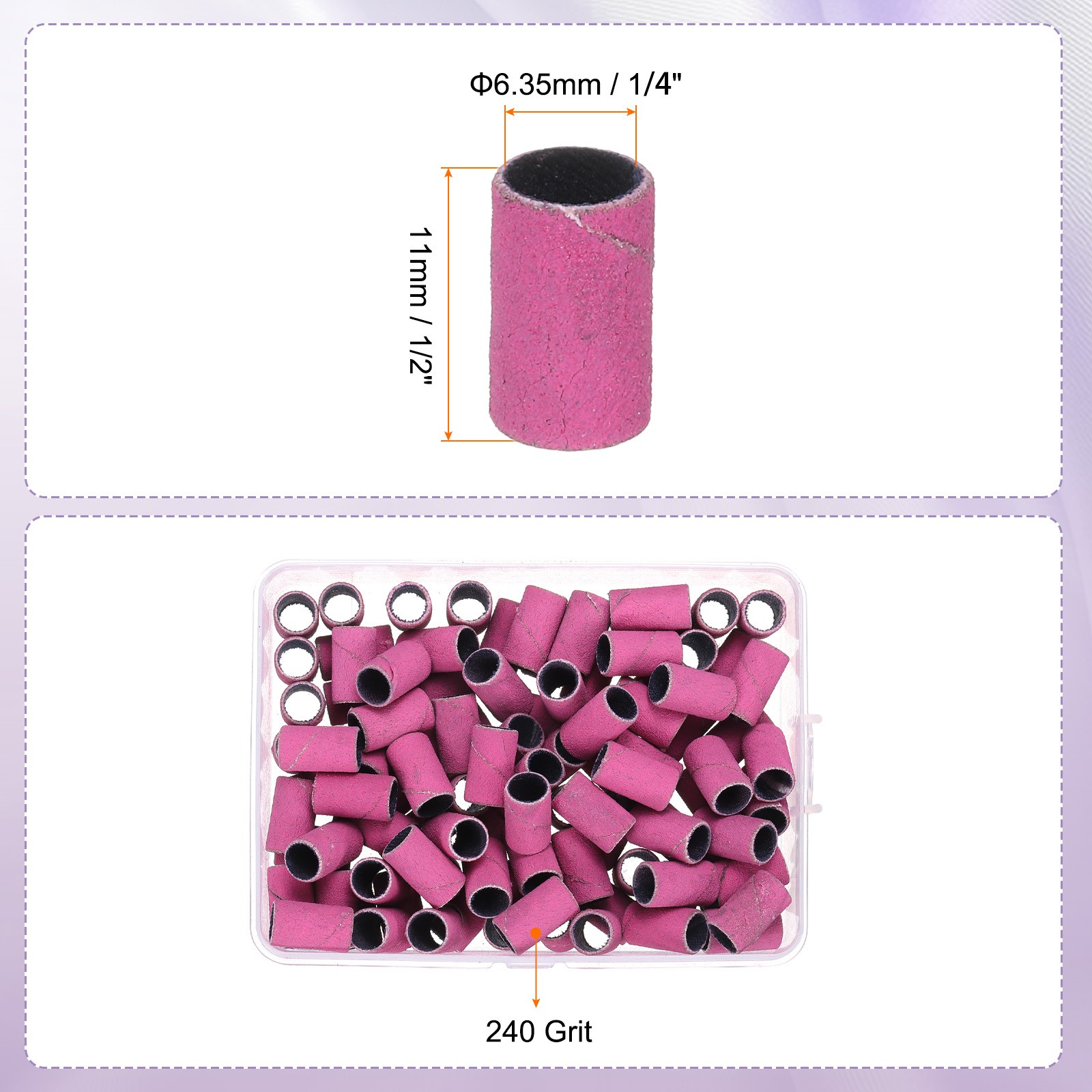 100Pack Small Sanding Bands 240 Grit for Nail Drill Bits Pink