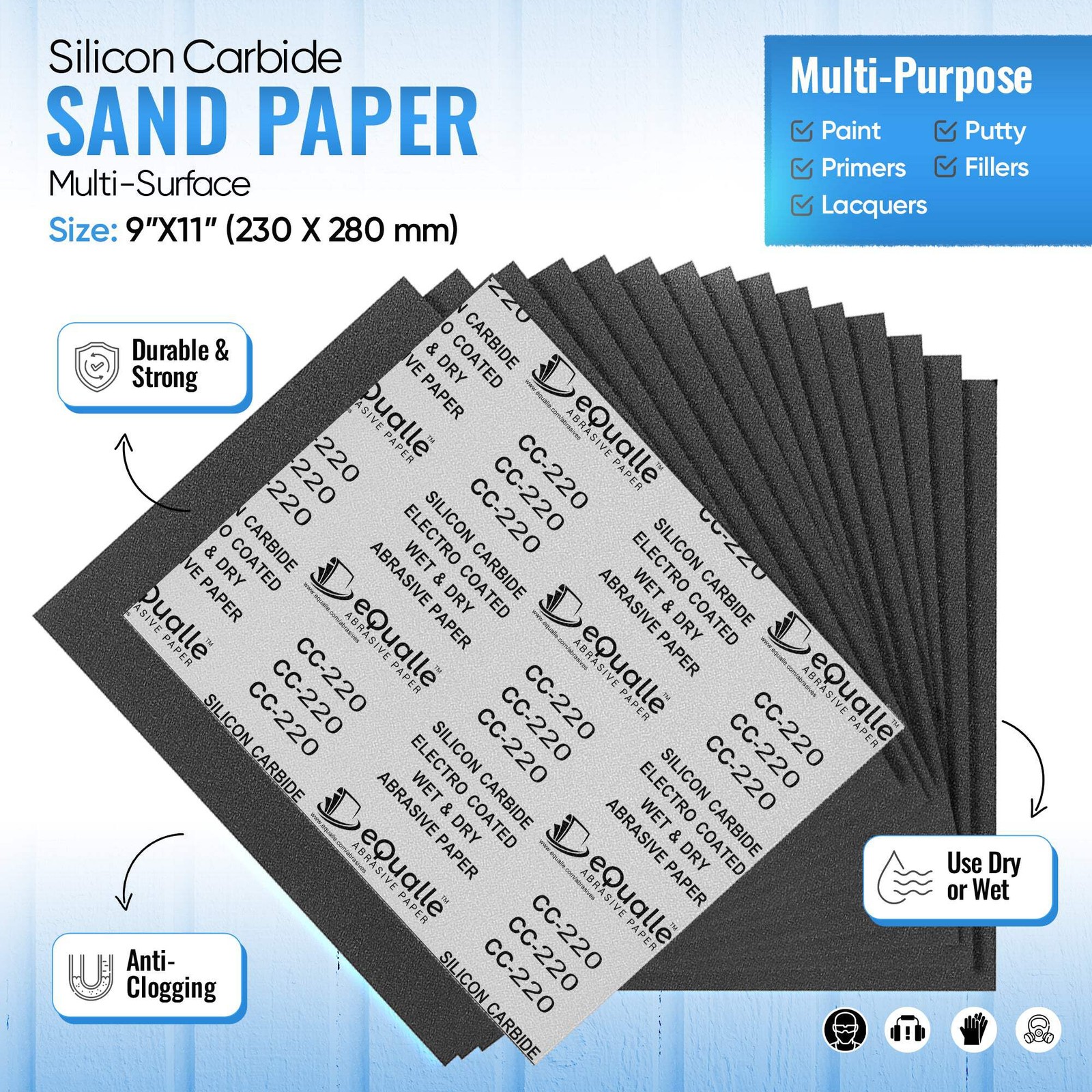 Sandpaper sheets Silicone Carbide Sanding Wood Metal Wet Dry