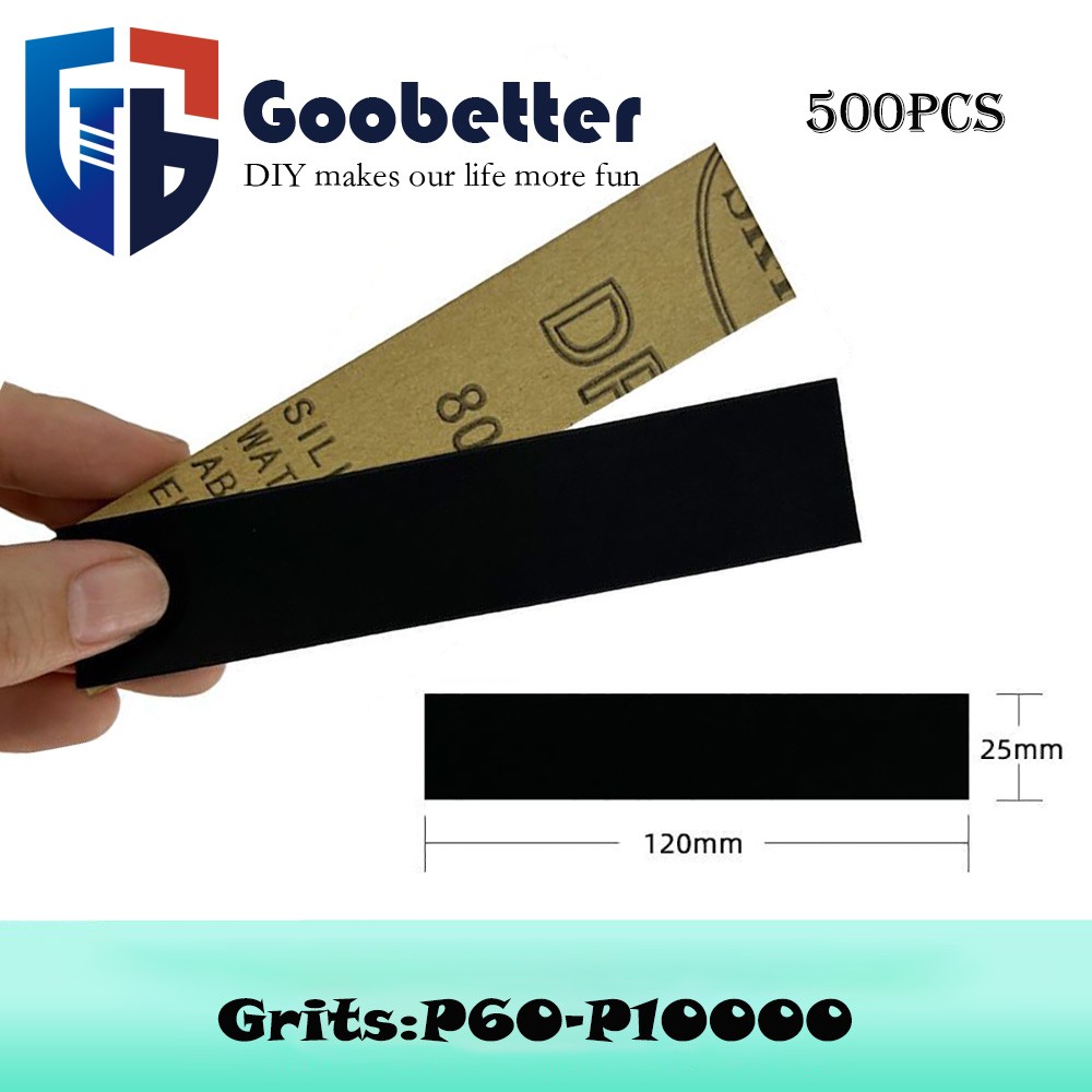 500pcs Wet and Dry 25x120mm Sandpaper Sanding 60-10000 Grit Finishing Polishing