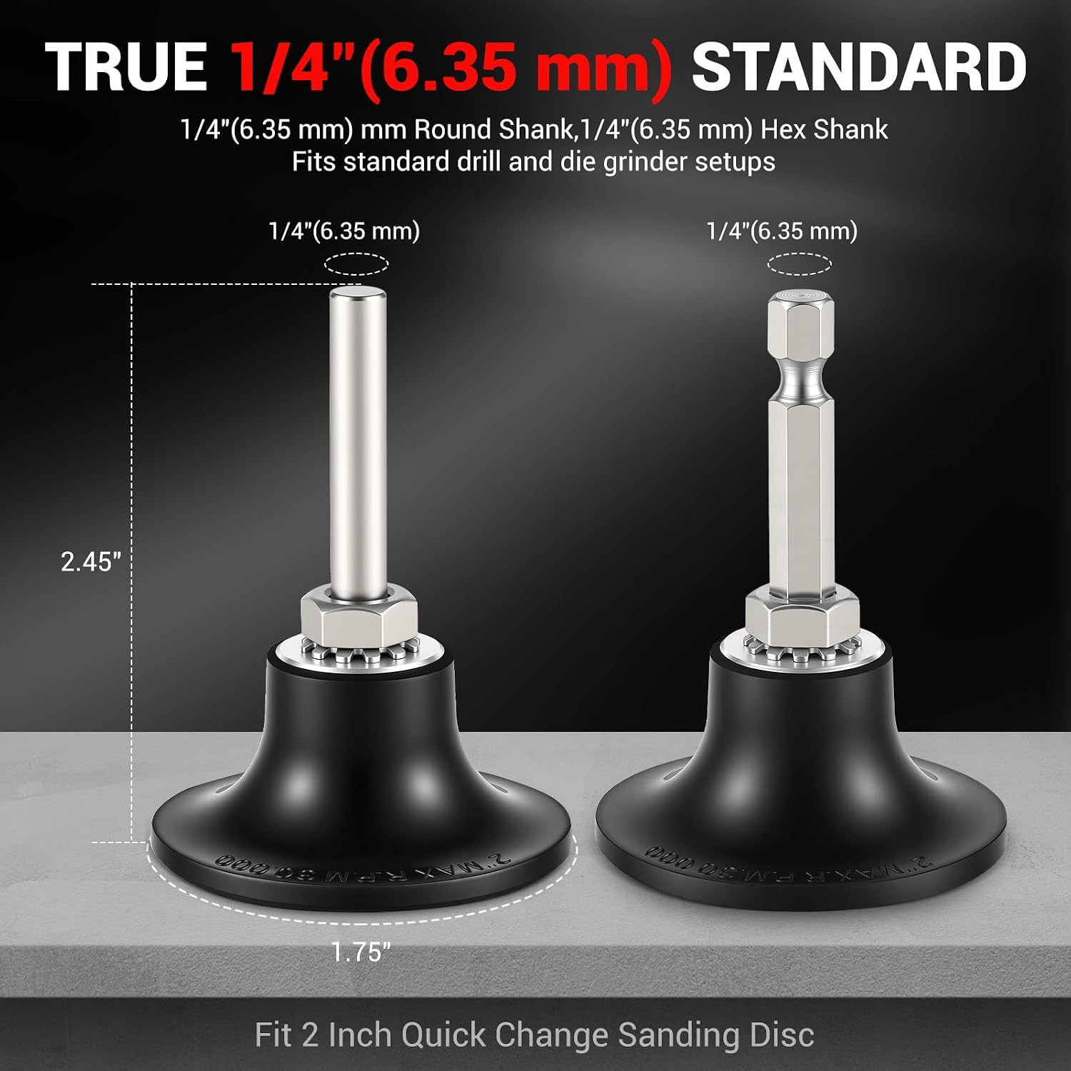 2 Pack 2 Inch Quick Change Disc Pad Holder, Sanding Discs Holder with True 1/4″
