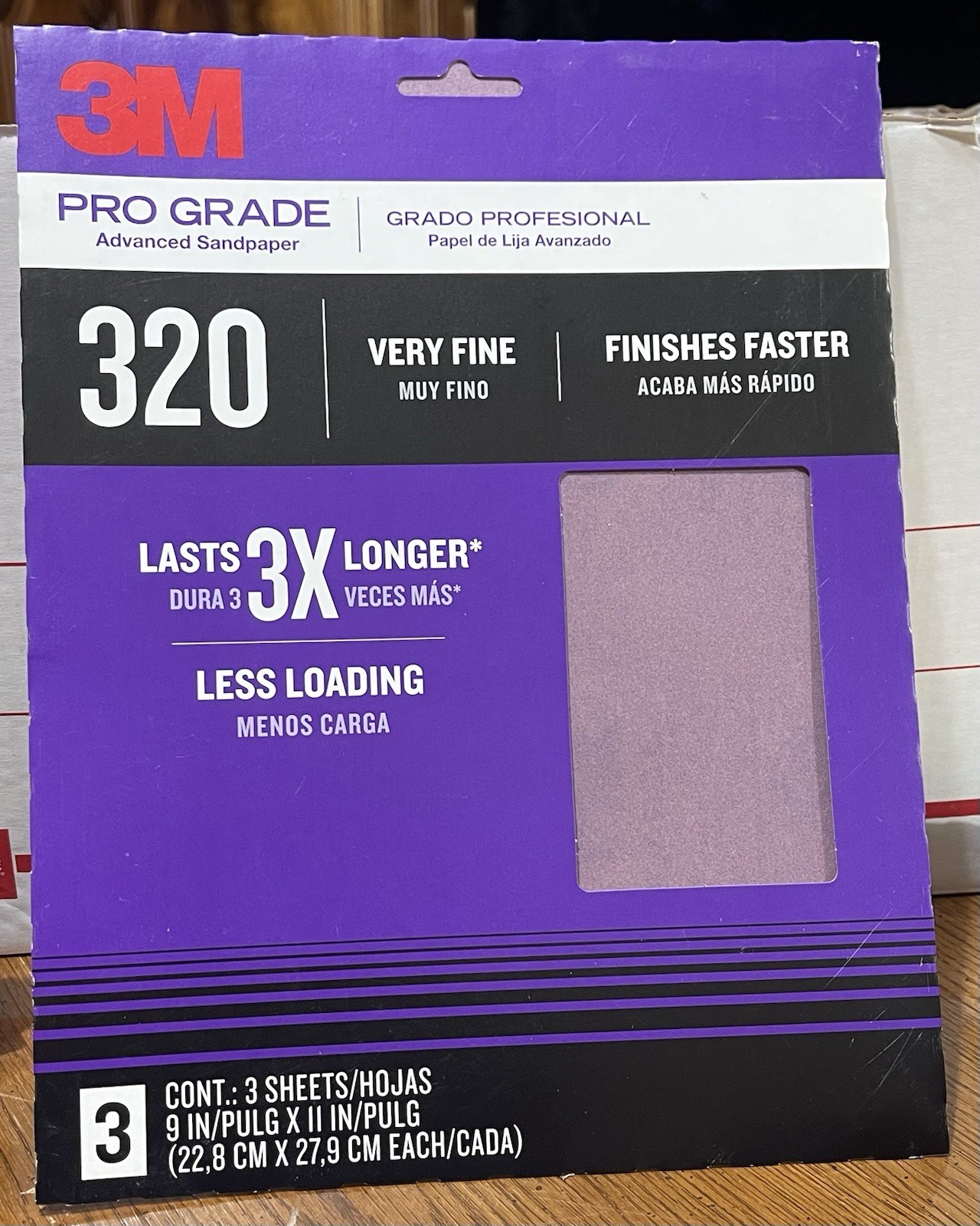 3M Pro Grade 320 Grit Very Fine Sandpaper 3 Sheets