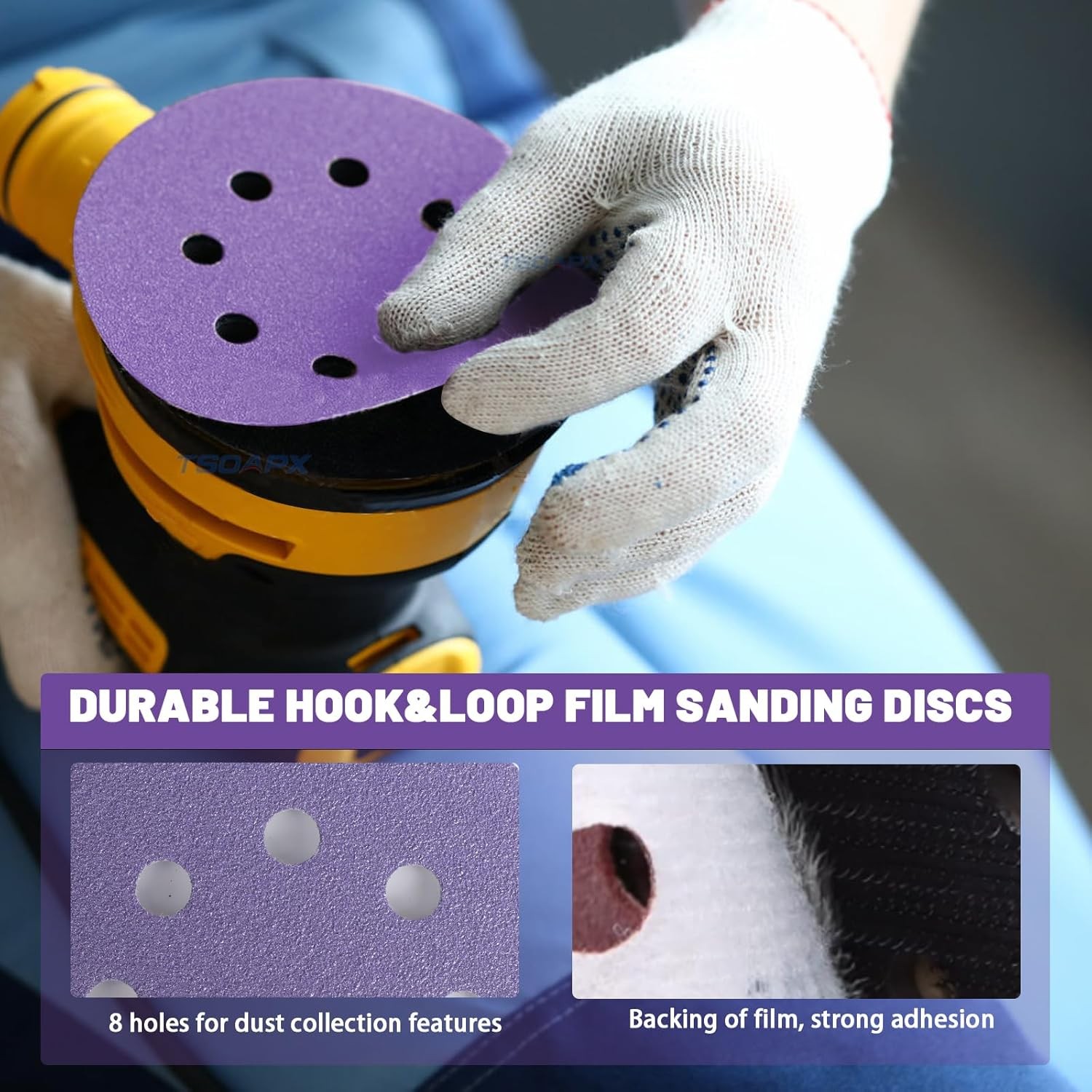 100 PCS Ceramic Purple Grain P320 6″ Sanding Disc Pad 6-Hole Sandpaper Hook Loop