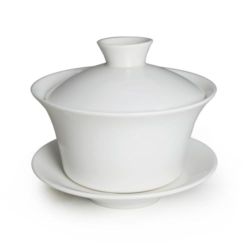 Traditional Gaiwan Tea Set with Lid and Saucer – Classic White Cup