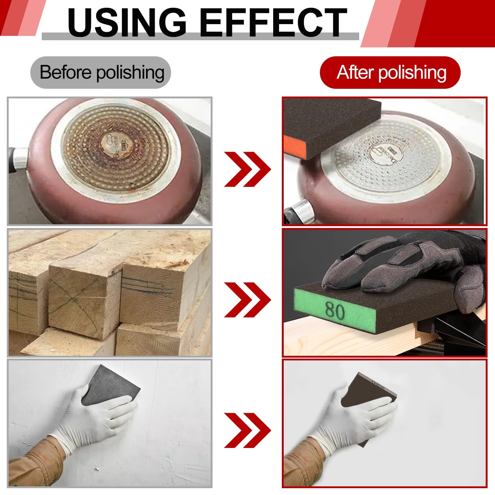Sanding Sponge Assortment 8 Pack Includes 60 80 120 220 Grit Reusable