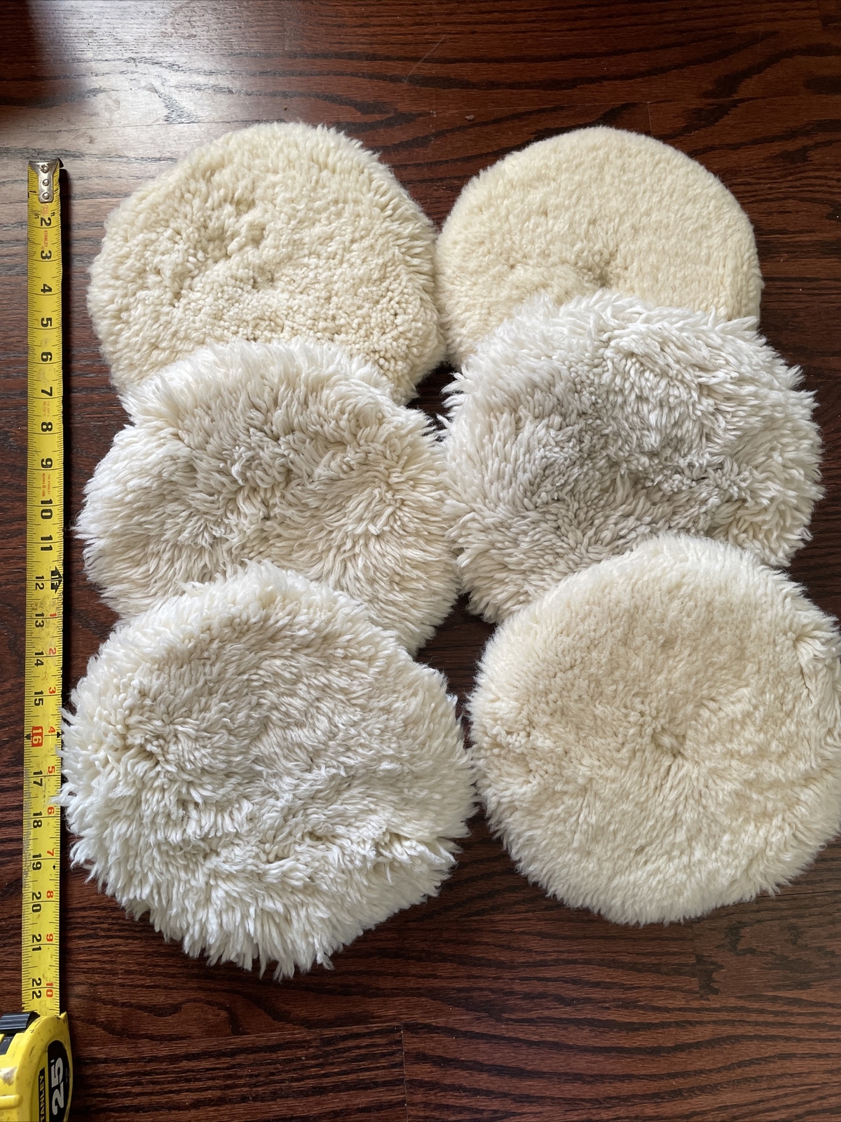 Buffing Pads 6 Pack Cleaned and Recycled 100% Wool 8” Double Sided