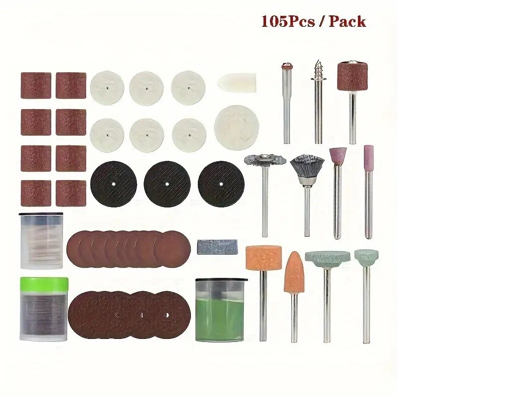 105pcs Diamond-Coated Polishing Head Kit – High-Precision Grinding — T024