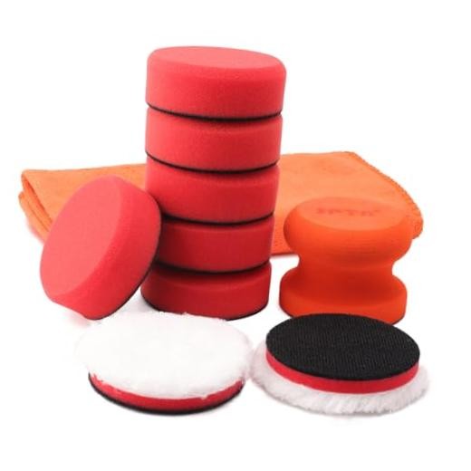 3 Inch Polishing Pad, 8Pcs Car Wax Applicator Pads with Handle and Towel,