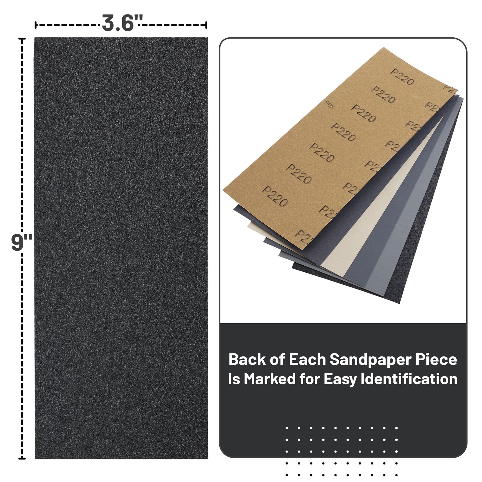 Sandpaper 18 Sheets Assorted 12 Grits 120-3000 Wet Dry 9×3.6 Metal Wood Auto