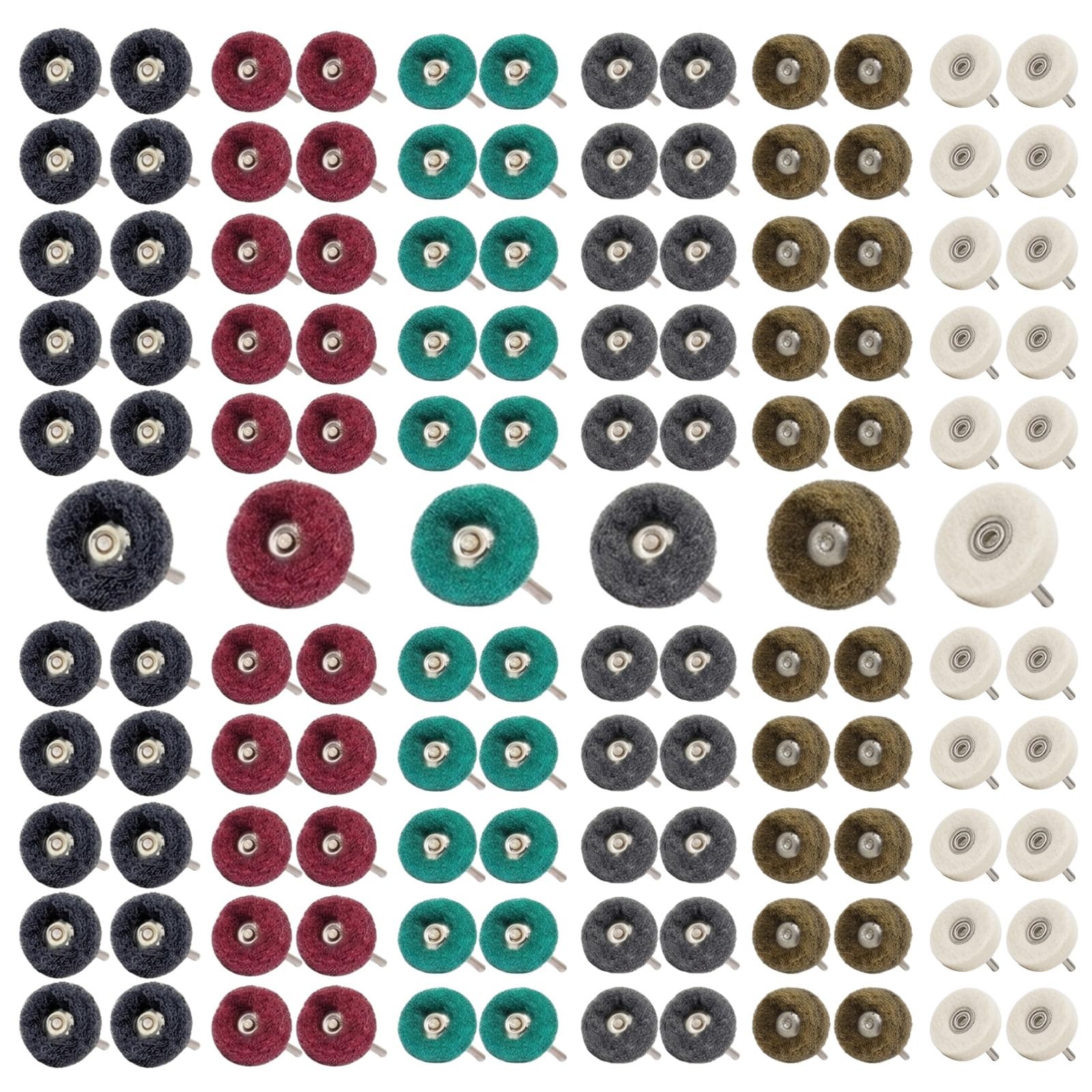 BURMONG 120 Pcs Multi-Color Buffing Wheel Set for Dremel, 1/8 Inch Shank Poli…
