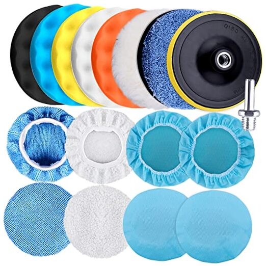 17 Pieces Buffing Pads Foam Polishing Pad Wax Buffer Polish Pads 6 Inch