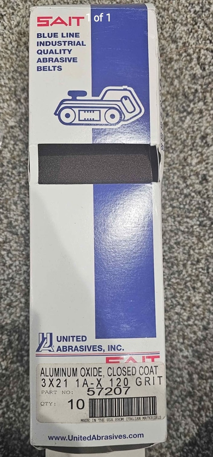 SAIT 57207 3 x 21 120 Grit Blue Line Industrial Sanding Belt (Pack of 10)