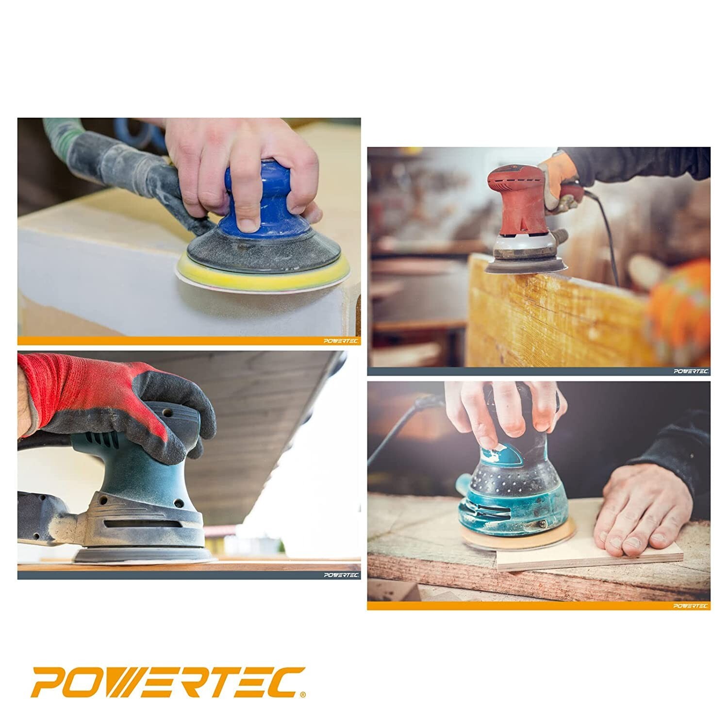 POWERTEC 45232 A/O Hook and Loop 6 Hole Disc, 6″, 320 Grit, 25PK
