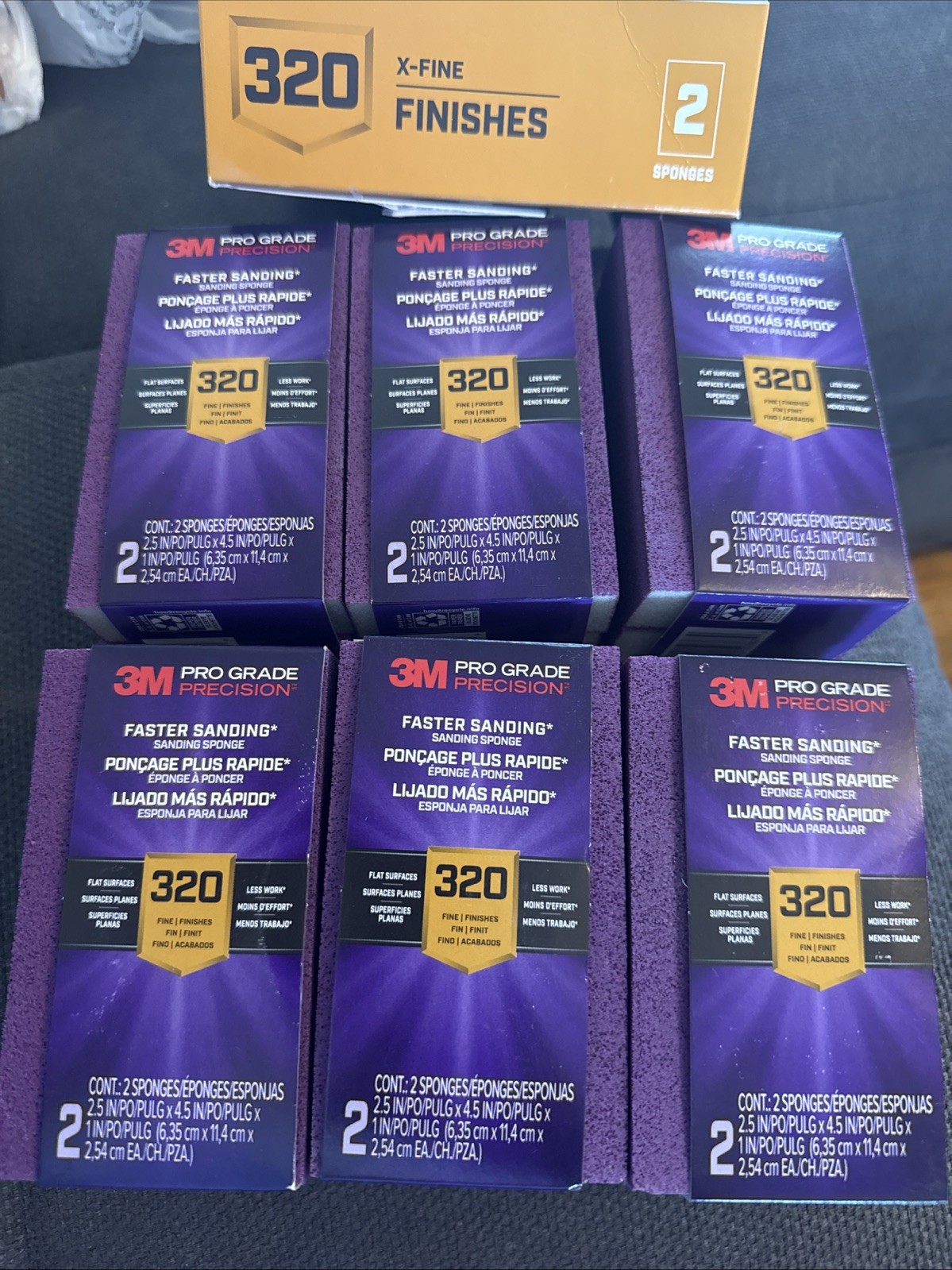 Lot(x12) 3M Pro Grade Precision 320 Fine Sanding Sponge 2.5”x4.5” New