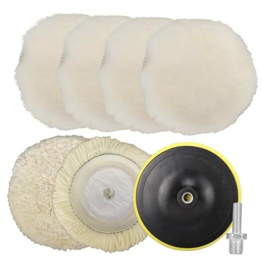 Set of 8 7-Inch Polishing Buffing Wheels for Drill Wool Pads – M14