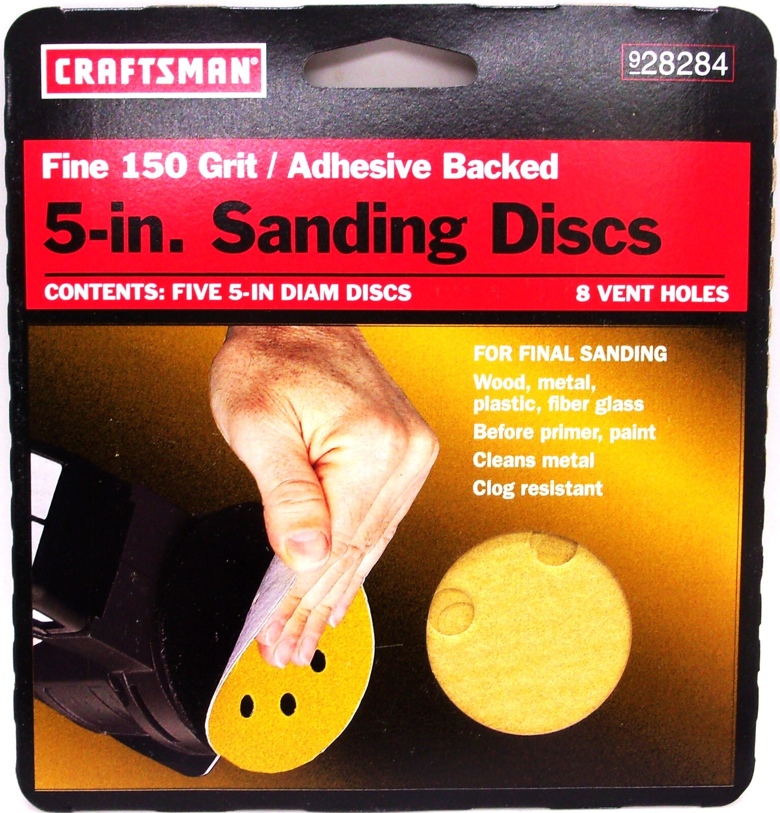 Craftsman 5-Pack Fine 150 Grit 8 Hole 5″ Sanding Discs #928284