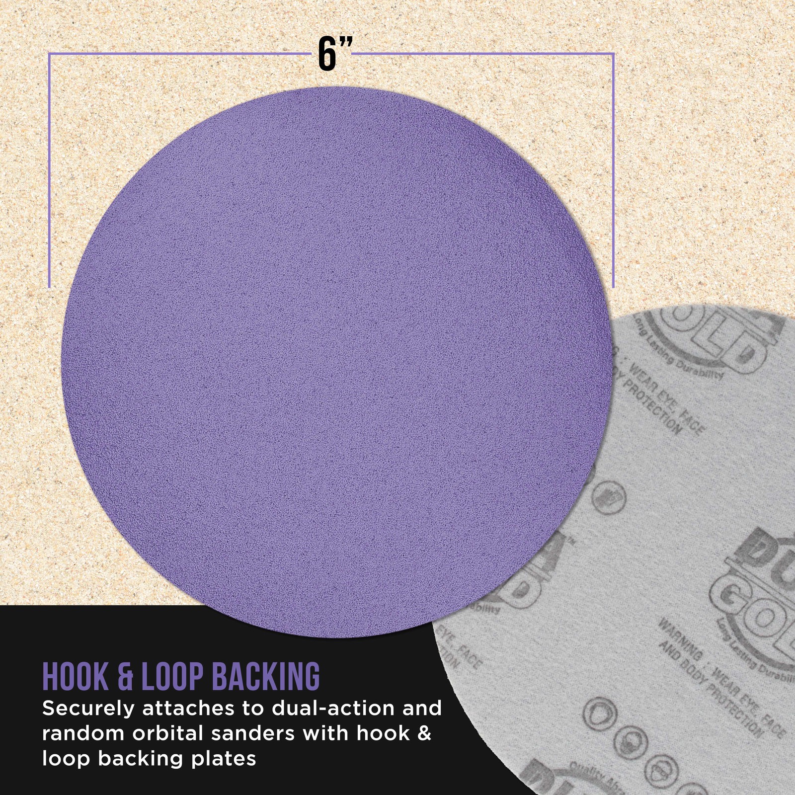 6″ Purple Ceramic Sanding Discs, 50 Disc Variety Pack – Hook & Loop Sandpaper