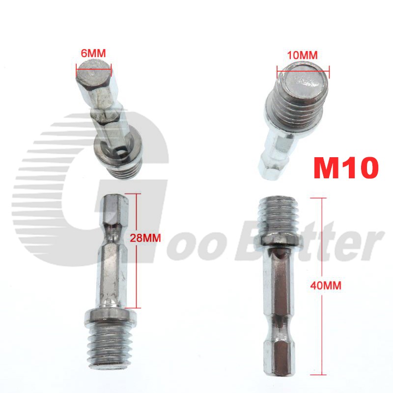 M10 M14 Thread Power Drill Adapter to 1/4″ Hex Shank for Polishing Backing Pads