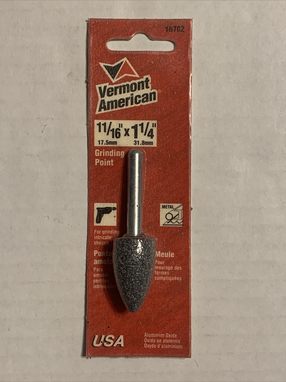 Vermont American 11/16 in x 1-1/4 in Grinding Bit Point #16702 with 1/4″ shank