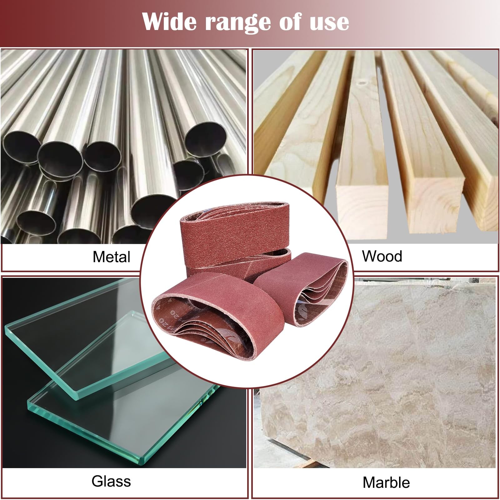 18 Pack 2.5×16 Sanding Belts, 60-400 Grit Assortment, Aluminum Oxide, Wood