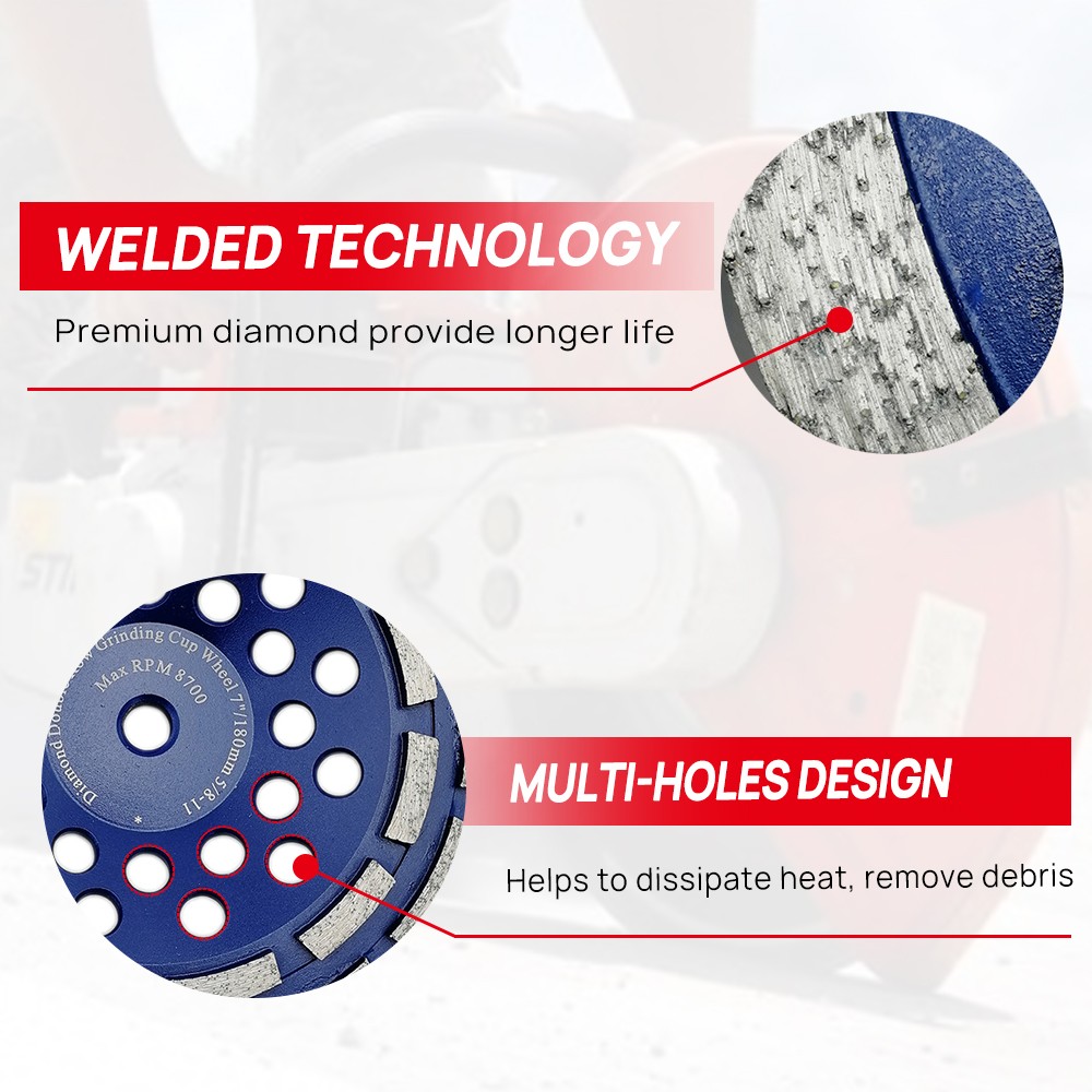 4″ – 7″ Double Row Diamond Cup Wheel Grinding Sanding Discs for Brick Stone