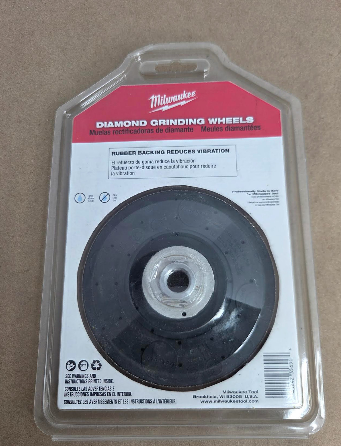 Milwaukee 49-93-6996 5″ Diamond Grinding Wheel Coarse 5/8-11 Wet Dry
