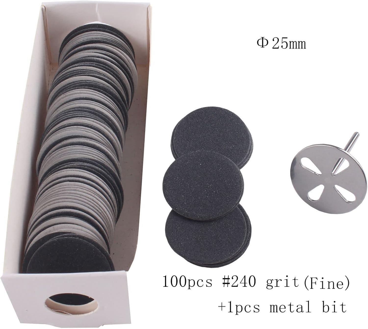 100pcs Sanding Paper Discs with Metal Nail Drill Bit,25mm Pedicure Sanding Di…